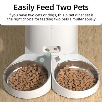 ROJECO stainless steel single and double bowl accessories for 4L automatic pet feeder, cat food dispenser add-on without feeder unit.