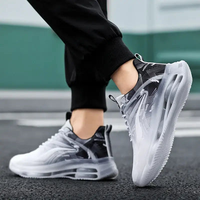 Men's fashion basketball shoes with air cushions – breathable, non-slip, shock-absorbing footwear for outdoor sports and activities