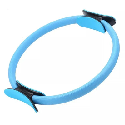 Blue yoga Pilates circle for home gym, fitness hoop for inner thigh exercise, durable yoga accessory.