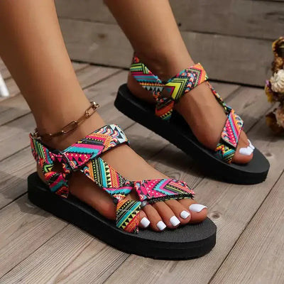Summer flat women's sandals with hemp rope design – casual outdoor beach slippers, large size all-match footwear