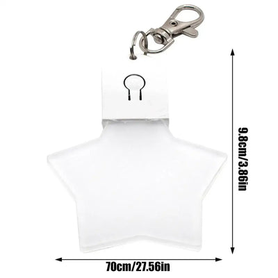 Star-shaped keychain light with clip, 9.8cm size, versatile for accessories or outdoor use.