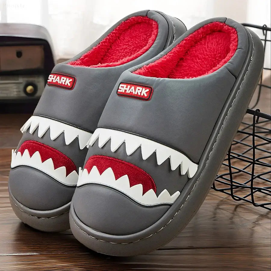 Cute platform men's house slippers, imitation leather, furry comfy memory foam, soft non-slip couple shoes, warm winter slippers.