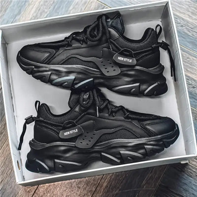 Men’s sport shoes – lightweight fashion street sneakers, lace-up white gym trainers, comfortable platform shoes