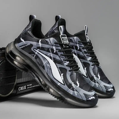 Men's fashion basketball shoes with air cushions – breathable, non-slip, shock-absorbing footwear for outdoor sports and activities