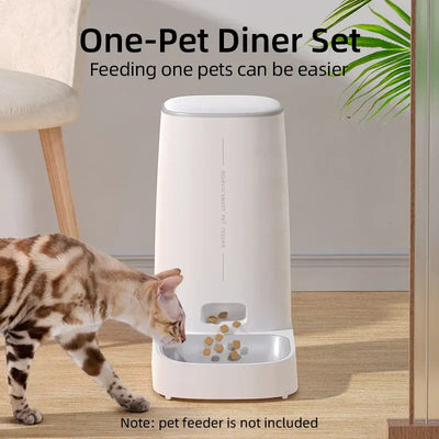 ROJECO stainless steel single and double bowl accessories for 4L automatic pet feeder, cat food dispenser add-on without feeder unit.