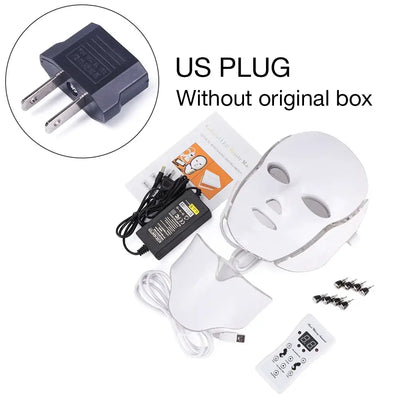 7 Colors LED Facial Mask with Neck Light – Skin Rejuvenation, Anti-Acne Beauty Device, Face Lifting and Firming Massager