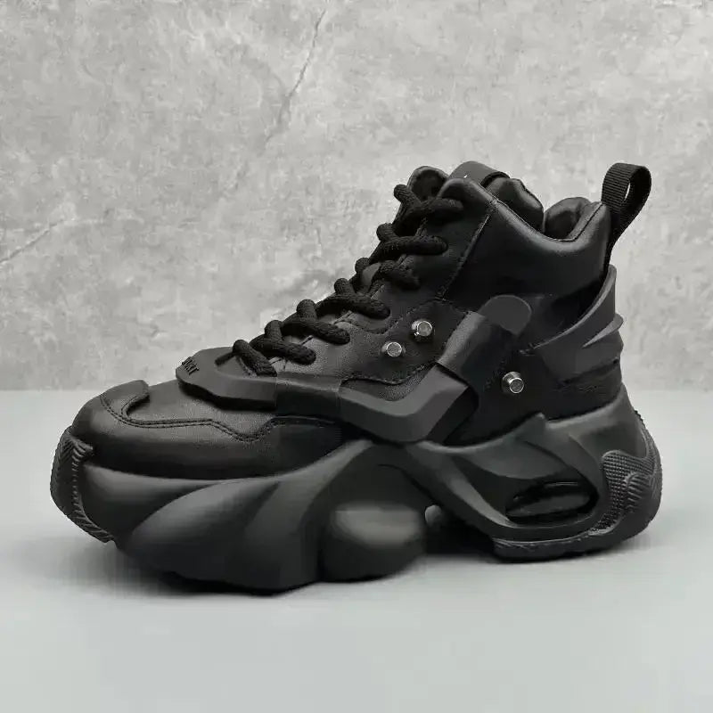 Men's luxury casual platform sneakers – breathable high-top, height-increasing comfortable boots