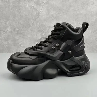 Men's luxury casual platform sneakers – breathable high-top, height-increasing comfortable boots