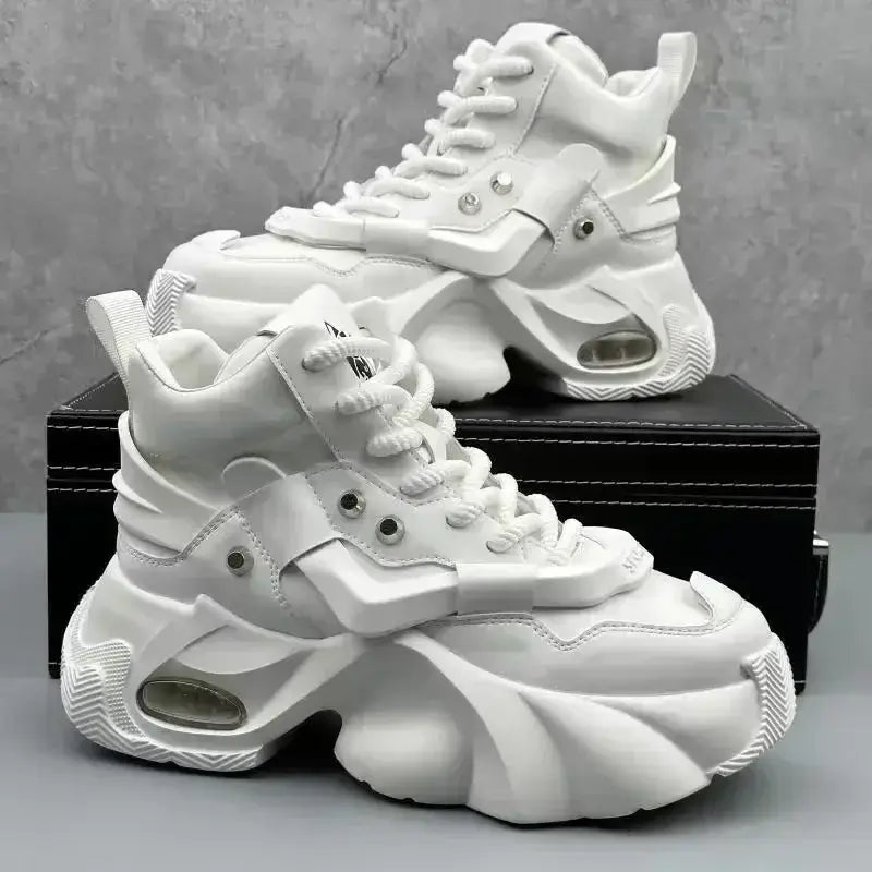 Men's luxury casual platform sneakers – breathable high-top, height-increasing comfortable boots