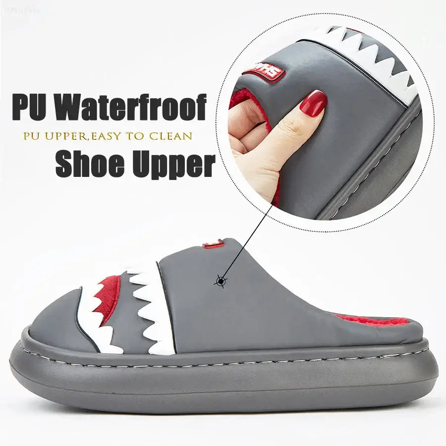 Cute platform men's house slippers, imitation leather, furry comfy memory foam, soft non-slip couple shoes, warm winter slippers.