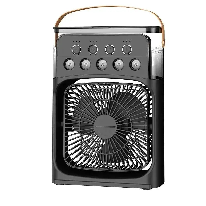 Nevytech 3-in-1 portable mini air cooler offers cooling, humidifying, and LED lighting—compact, quiet, and energy efficient.