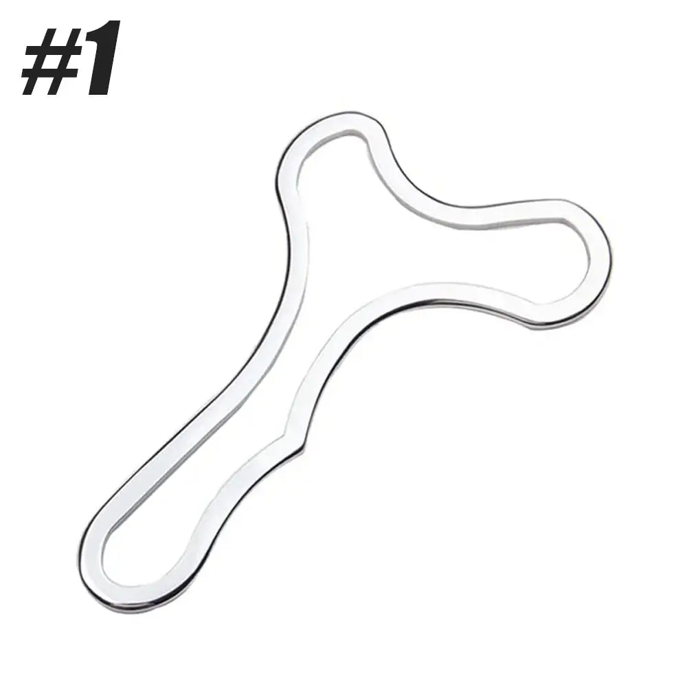 Stainless steel Gua Sha scraping massage tool designed for lymphatic drainage and muscle pain relief.