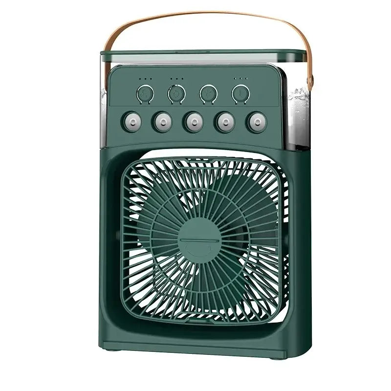 Nevytech 3-in-1 portable mini air cooler offers cooling, humidifying, and LED lighting—compact, quiet, and energy efficient.