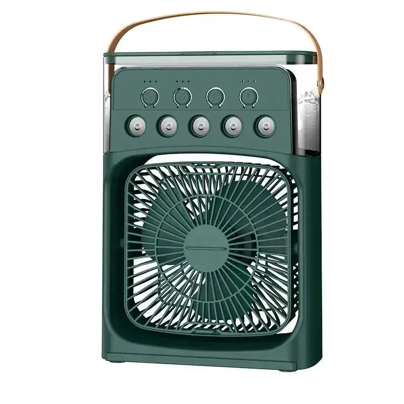 Nevytech 3-in-1 portable mini air cooler offers cooling, humidifying, and LED lighting—compact, quiet, and energy efficient.