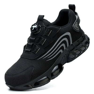 Rotary button men's safety shoes – anti-impact, anti-piercing work shoes, fashionable and protective sports footwear.