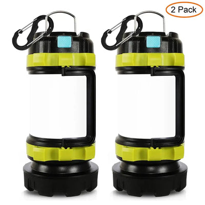 2 pack of LED camping lanterns with durable design for outdoor use and emergency situations.