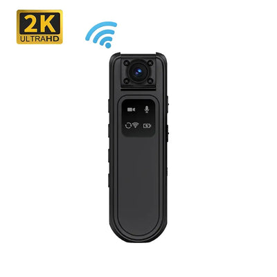 Portable 2K HD Mini Camera with WiFi and one-click recording for easy use.