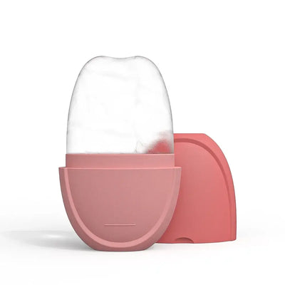 Ice roller for face and eyes in pink, reusable skin care tool for reducing puffiness and tightening pores.