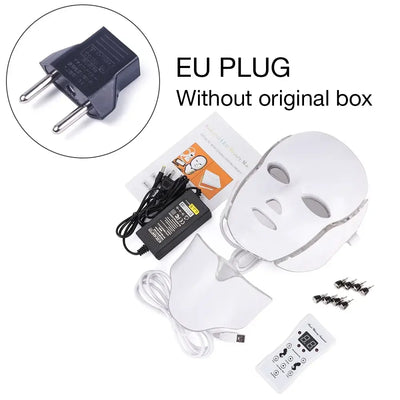 7 Colors LED Facial Mask with Neck Light – Skin Rejuvenation, Anti-Acne Beauty Device, Face Lifting and Firming Massager