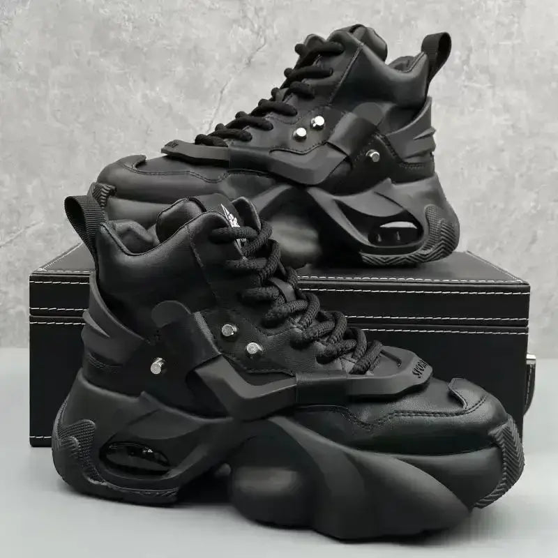 Men's luxury casual platform sneakers – breathable high-top, height-increasing comfortable boots