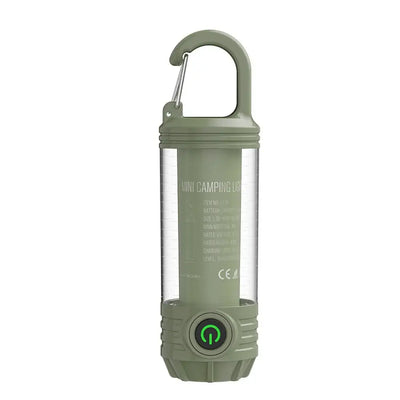 LED camping lantern with hook, portable and multi-functional flashlight for outdoor emergencies.
