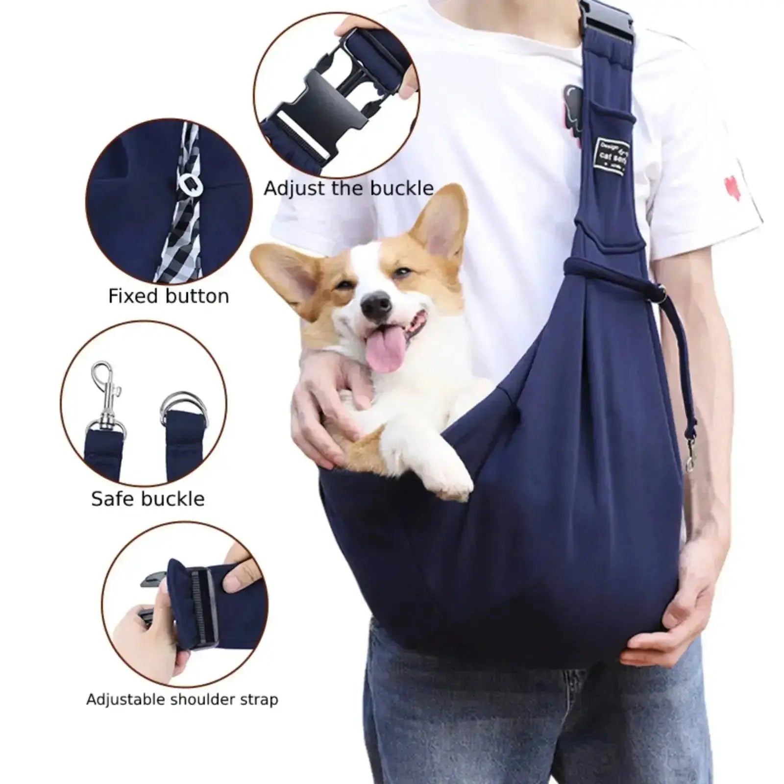 Nevytech adjustable pet carrier sling offers breathable comfort, secure support, and hands-free convenience—ideal for small dogs and cats.
