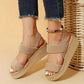 Nevytech Women’s Wedge Sandals Open Toe Platform Shoes on a model wearing casual denim.