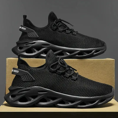 Men's casual sport shoes – breathable lightweight mesh sneakers, black outdoor running, athletic jogging, and walking shoes