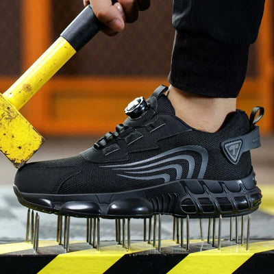 Rotary button men's safety shoes – anti-impact, anti-piercing work shoes, fashionable and protective sports footwear.