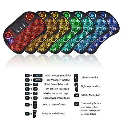 View details for 2.4G Air Mouse with Touchpad i8 Backlit Mini Wireless Keyboard – Arabic, French, Spanish, Russian – for PC and Android TV Box