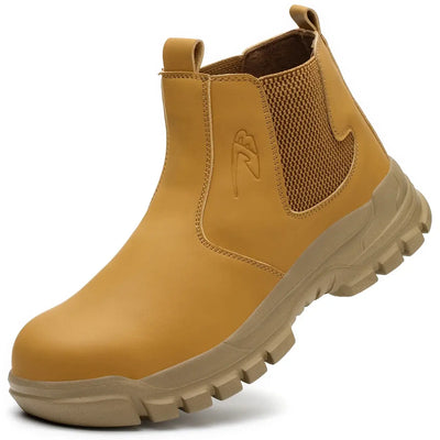 Rotating button men's work safety shoes – waterproof, anti-puncture sneakers with steel toe, non-slip tactical boot