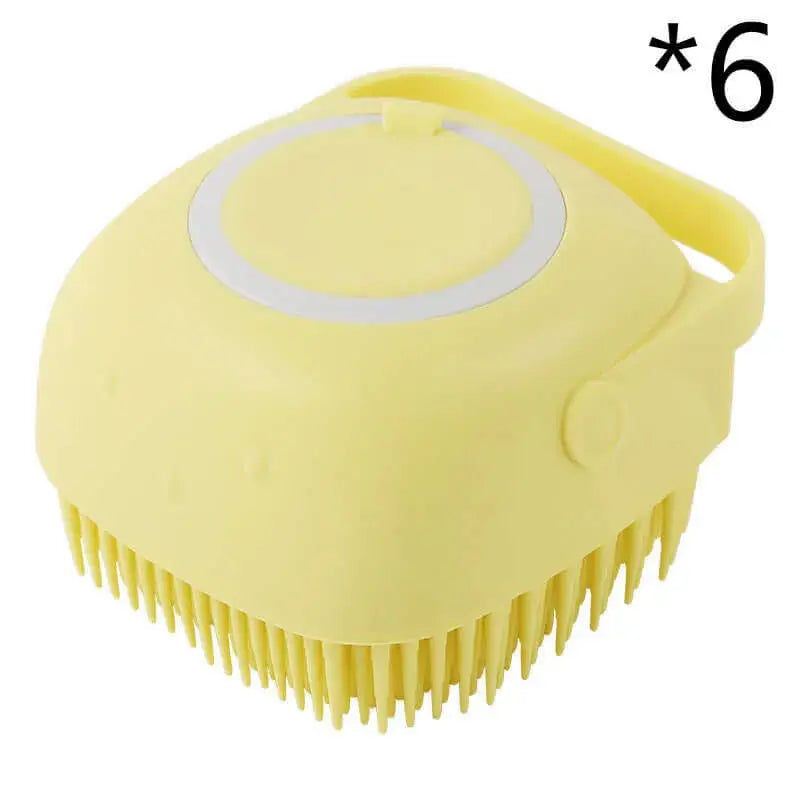Silicone Dog Bath Massage Gloves – Pet Grooming Brush for Cats and Dogs with Shampoo Dispenser, Bathroom Cleaning Tool