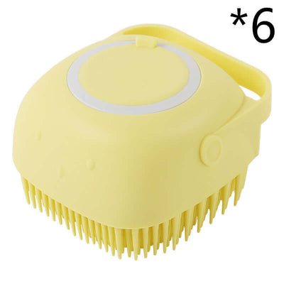 Silicone Dog Bath Massage Gloves – Pet Grooming Brush for Cats and Dogs with Shampoo Dispenser, Bathroom Cleaning Tool