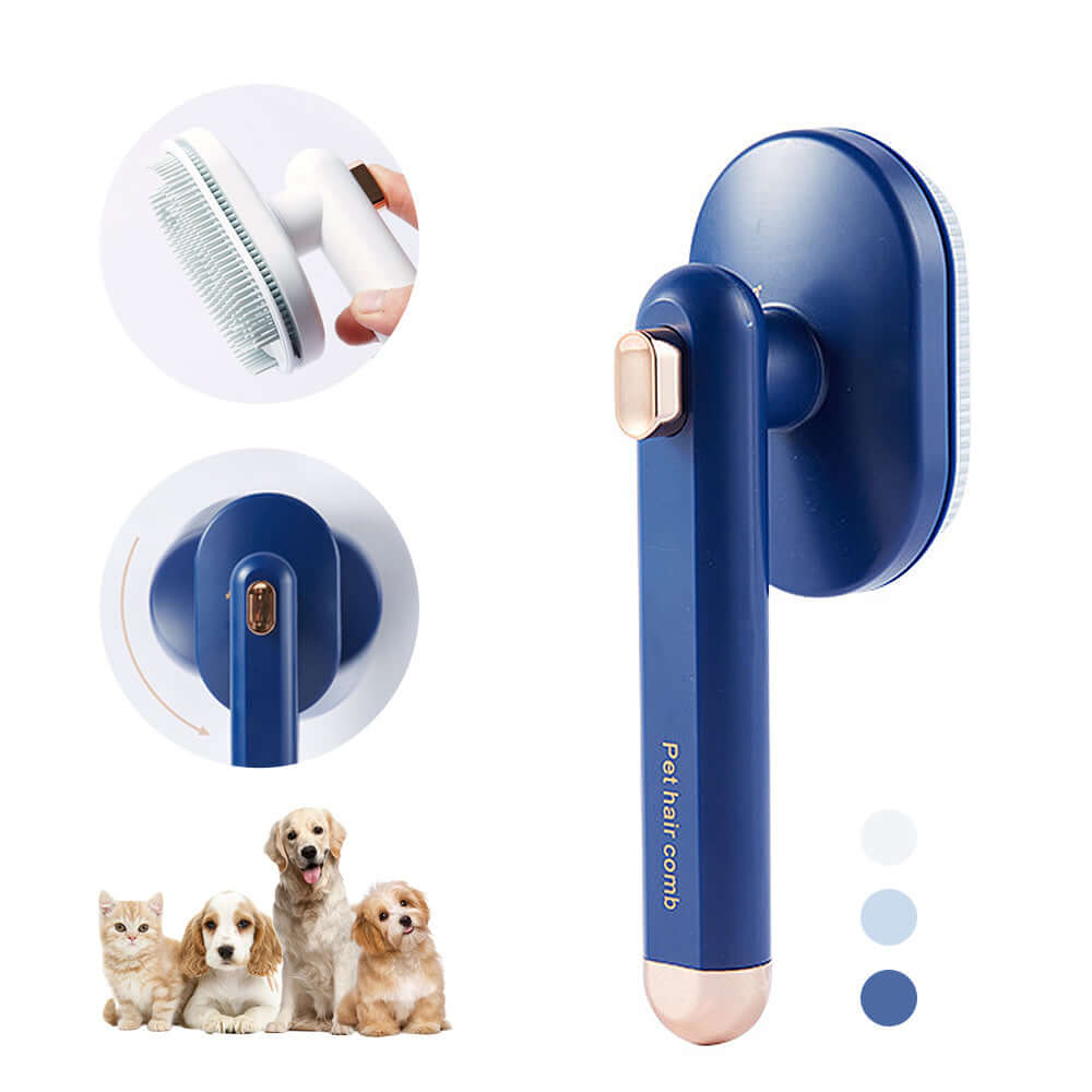 Self-Cleaning Pet Hair Removal Comb for Cats and Dogs – Grooming Brush to Remove Floating Hair Easily
