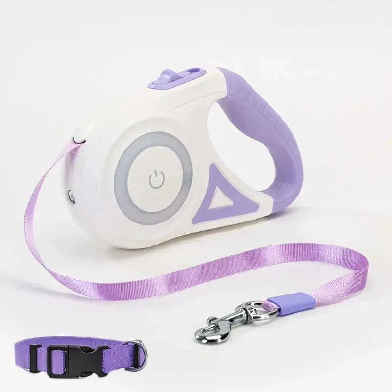 Retractable Dog Leash with Collar and Spotlight – Automatic Pet Traction Rope for Small and Medium Dogs