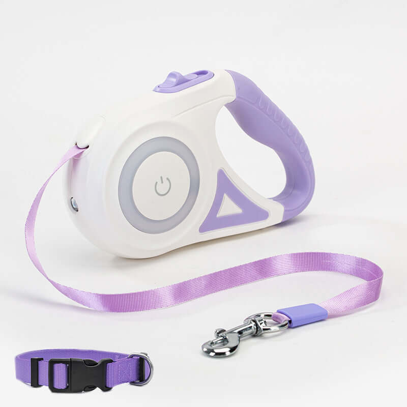 Retractable Dog Leash with Collar and Spotlight – Automatic Pet Traction Rope for Small and Medium Dogs