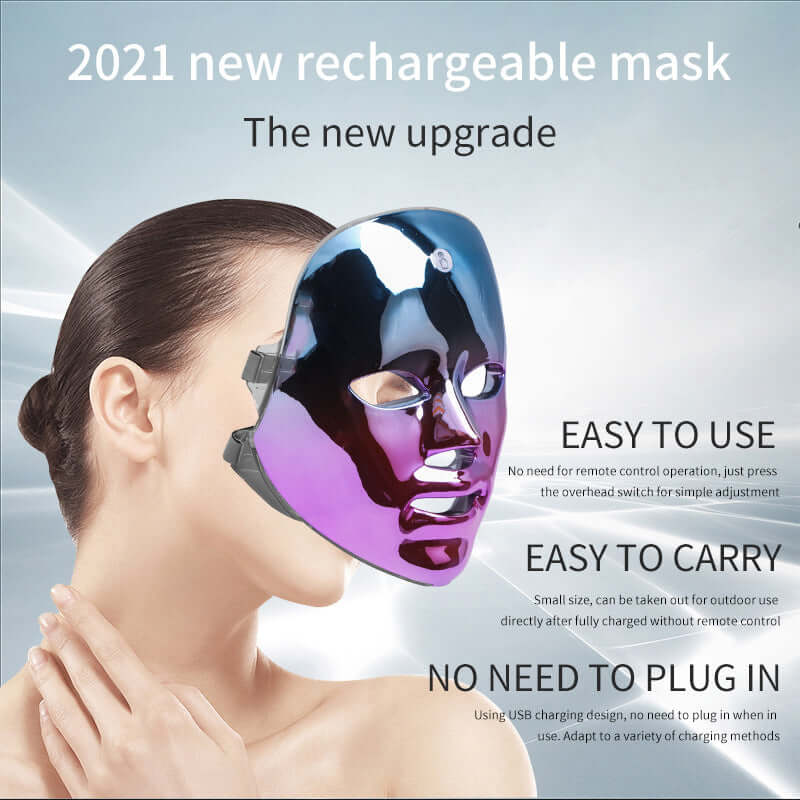 2021 LED rechargeable face mask for acne and freckles, portable, easy to use with no plug-in required.