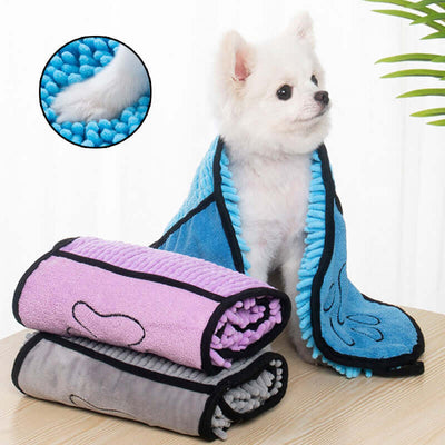 Super Absorbent Microfiber Pet Bath Towel – Quick-Drying Dog and Cat Bathrobe for Grooming and Drying