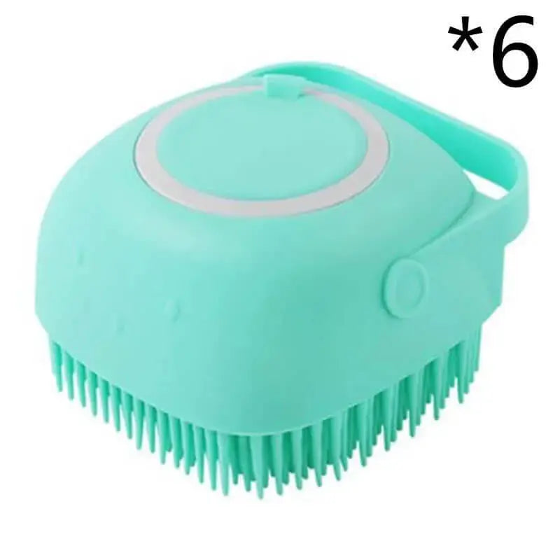 Silicone Dog Bath Massage Gloves – Pet Grooming Brush for Cats and Dogs with Shampoo Dispenser, Bathroom Cleaning Tool