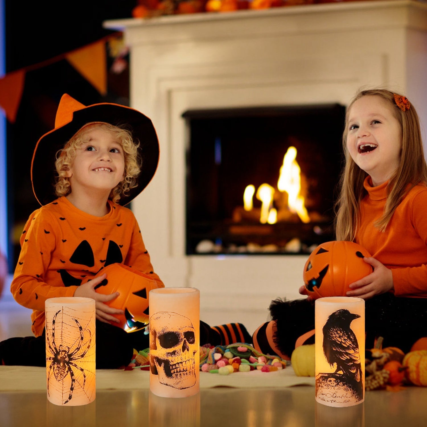 NEVY-TECH offers 3 warm orange flameless candles with timer—battery-operated Halloween lights for safe, spooky décor.