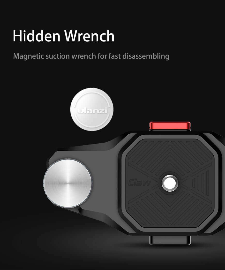 Hidden magnetic suction wrench for quick disassembly in photography accessories by Ulanzi.