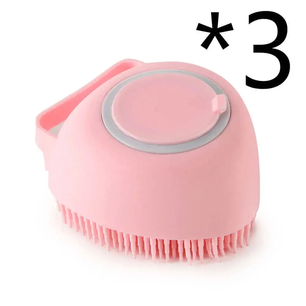 Silicone Dog Bath Massage Gloves – Pet Grooming Brush for Cats and Dogs with Shampoo Dispenser, Bathroom Cleaning Tool