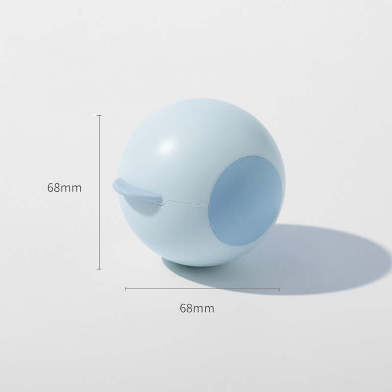 Spherical hair sticking device in blue, perfect for travel hair dyeing and pet hair removal, dimensions 68mm.