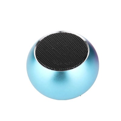 Outdoor portable mini Bluetooth speaker in blue with a black mesh top, compact and lightweight design.
