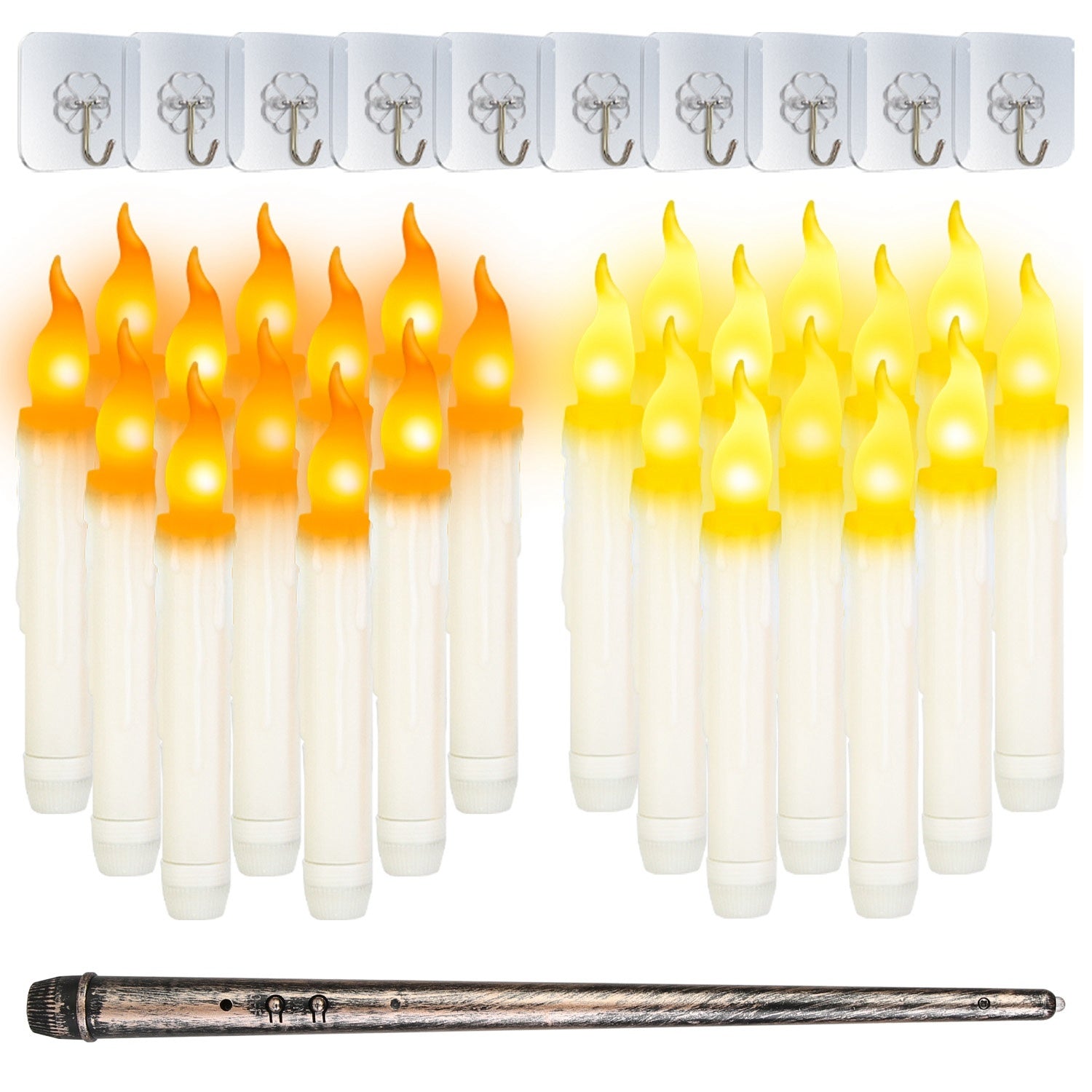 NEVY-TECH offers 12 floating LED candles with magic wand remote—perfect for Halloween, Christmas, and festive party décor.