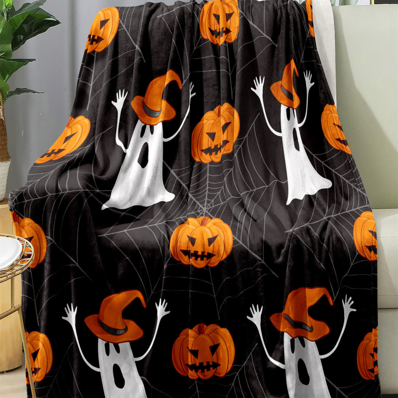 NEVY-TECH flannel blanket brings cozy warmth and festive charm—ideal for Halloween or Christmas party decorations.