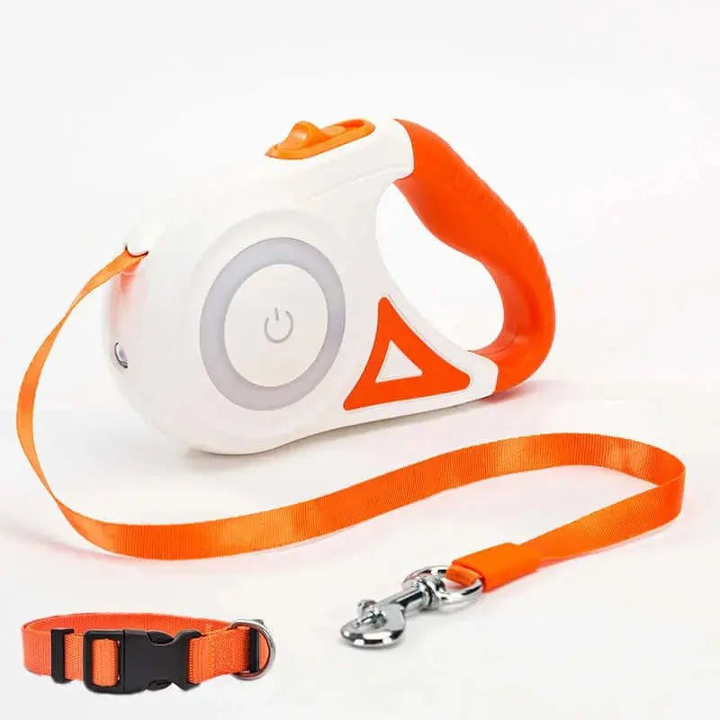 Retractable Dog Leash with Collar and Spotlight – Automatic Pet Traction Rope for Small and Medium Dogs