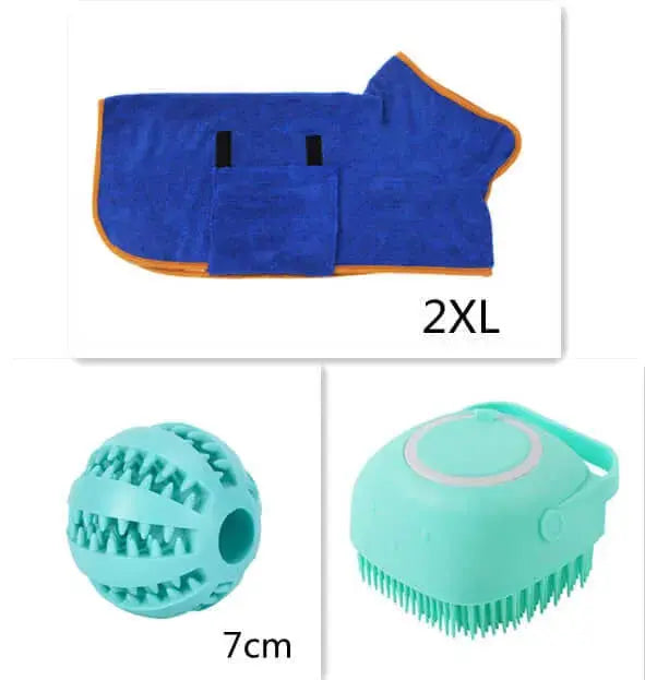 Silicone Dog Bath Massage Gloves – Pet Grooming Brush for Cats and Dogs with Shampoo Dispenser, Bathroom Cleaning Tool