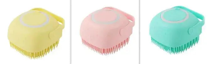 Silicone Dog Bath Massage Gloves – Pet Grooming Brush for Cats and Dogs with Shampoo Dispenser, Bathroom Cleaning Tool